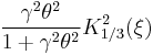 \frac{\gamma^2 \theta^2}{1%2B\gamma^2 \theta^2}K_{1/3}^2(\xi)