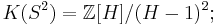 K(S^2)=\mathbb Z[H]/(H-1)^2;