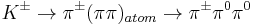 K^\pm\to\pi^\pm(\pi\pi)_{atom}\to\pi^\pm\pi^0\pi^0