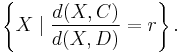 \left\{X\mid \frac{d(X,C)}{d(X,D)} = r\right\}.