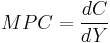 MPC=\frac{dC}{dY}