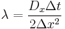  \lambda= \frac{D_x\Delta t}{2 \Delta x^2}