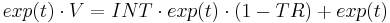  exp(t) \cdot V = INT\cdot exp(t)\cdot(1 - TR) %2B exp(t)