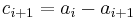 c_{i%2B1} = a_i - a_{i%2B1}\!