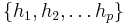 \{h_1, h_2, \dots h_p\} 