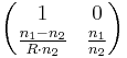 \begin{pmatrix} 1 & 0 \\ \frac{n_1-n_2}{R \cdot n_2} & \frac{n_1}{n_2} \end{pmatrix} 