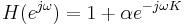 
\ H(e^{j \omega}) = 1 %2B \alpha e^{-j \omega K} \,
