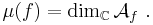  \mu(f) = \dim_{\mathbb{C}} \mathcal{A}_f \ . 