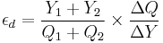 \epsilon_d={Y_1 %2B Y_2 \over Q_1 %2B Q_2}\times{\Delta Q \over \Delta Y}