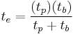  t_{e} = \frac{(t_{p}) (t_{b})} {t_{p} %2B t_{b}}