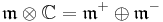 \mathfrak m\otimes\mathbb C= \mathfrak m^{%2B}\oplus\mathfrak m^{-}