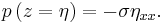 p\left(z=\eta\right)=-\sigma\eta_{xx}.\,