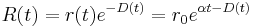 
R(t) = r(t) e^{-D(t)} = r_{0} e^{\alpha t - D(t)}
