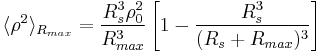 
\langle \rho^2 \rangle_{R_{max}} = \frac{R_s^3\rho_0^2}{R_{max}^3}
\left[1-\frac{R_s^3}{(R_s%2BR_{max})^3}\right]
