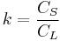 k = \frac{C_S}{C_L}