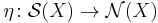 \eta \colon \mathcal{S}(X) \to \mathcal{N} (X)