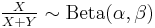 \tfrac{X}{X%2BY} \sim {\rm Beta}(\alpha, \beta)\,