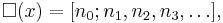 \Box(x) = [n_0; n_1, n_2, n_3, \ldots],