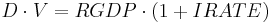 D \cdot V = RGDP \cdot (1 %2B IRATE)