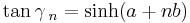  \tan \gamma\,_n = \sinh (a%2Bnb)