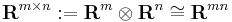 \mathbf{R}^{m \times n}�:= \mathbf{R}^m \otimes \mathbf{R}^n \cong \mathbf{R}^{mn}