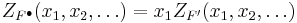 Z_{F^{\bullet}}(x_1, x_2, \dots) = x_1 Z_{F'}(x_1, x_2, \dots)