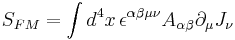 S_{FM}=\int d^4x\,\epsilon^{\alpha\beta\mu\nu}A_{\alpha\beta}\partial_\mu J_\nu\;