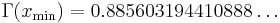 \Gamma(x_\mathrm{min}) = 0.885603194410888\ldots\,