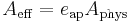 A_{\mathrm{eff}} = e_{\mathrm{ap}} A_{\mathrm{phys}}