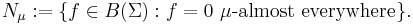 N_\mu:=\{f\in B(\Sigma)�: f = 0 \ \mu\text{-almost everywhere} \}.