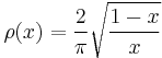 \rho(x)=\frac{2}{\pi}\sqrt{\frac{1-x}{x}}