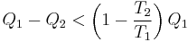  Q_1-Q_2<\left(1-\frac{T_2}{T_1}\right)Q_1