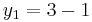 y_{1}=3-1