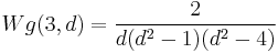 \displaystyle Wg(3,d) = \frac{2}{d(d^2-1)(d^2-4)}