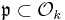 \mathfrak{p} \subset \mathcal{O}_k 