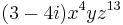 (3-4i)x^4yz^{13}