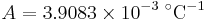 A =  3.9083 \times 10^{-3} \; {}^{\circ}\mathrm{C}^{-1}