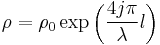 \rho = \rho_0 \exp\left(\frac{4 j \pi}{\lambda}l\right)\,