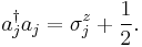 a^\dagger_j a_j = \sigma_j^z%2B\frac{1}{2}.