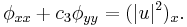 \phi_{xx} %2B c_3 \phi_{yy} = ( |u|^2 )_x.\,