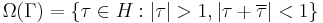 \Omega(\Gamma)=\{\tau\in H: |\tau|>1 , |\tau %2B\overline\tau| <1\}