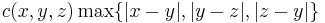  c(x,y,z)\max\{|x-y|,|y-z|,|z-y|\}