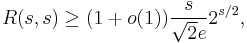 R(s,s) \geq (1 %2B o(1)) \frac{s}{\sqrt{2} e} 2^{s/2},