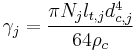 \gamma_j = \frac{\pi N_j l_{t,j}d_{c,j}^4}{64 \rho_c}