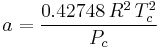 a = \frac{0.42748\,R^2\,T_c^2}{P_c}