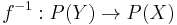 f^{-1}:P(Y)\to P(X)