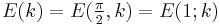 E(k) = E(\tfrac{\pi}{2},k) = E(1;k)