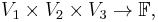  V_1\times V_2\times V_3\to \mathbb F,