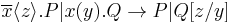 \overline{x}\langle z \rangle.P | x(y).Q \rightarrow P | Q[z/y] 