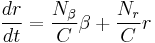 \frac{dr}{dt}=\frac{N_\beta}{C}\beta%2B\frac{N_r}{C}r